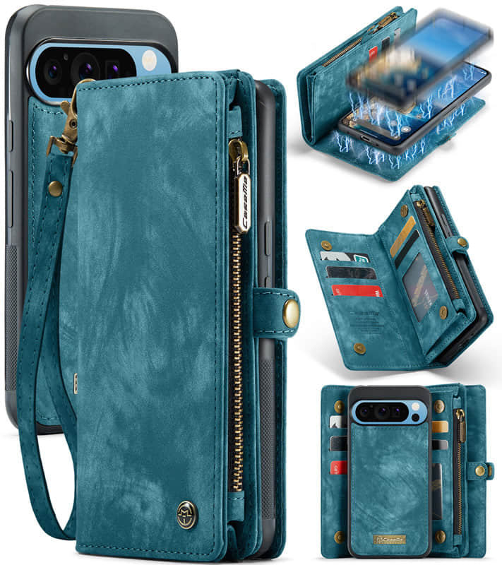 CaseMe Zipper Wallet Detachable Case Blue