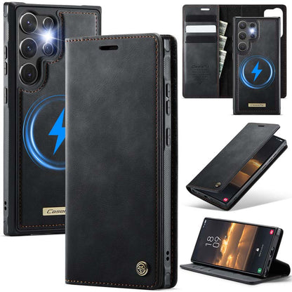 Caseme Leather Magnetic Flip Detachable Wallet Phone Case Black