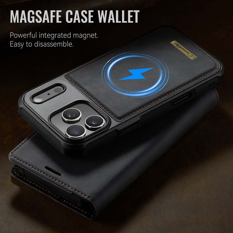 Caseme Leather Magnetic Flip Detachable Wallet Phone Case Black