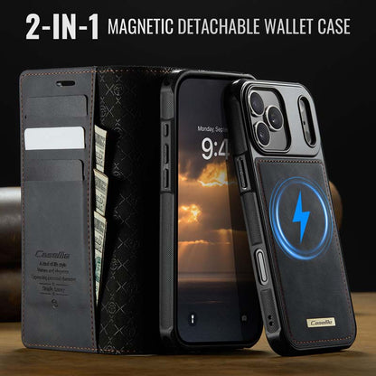 Caseme Leather Magnetic Flip Detachable Wallet Phone Case Black