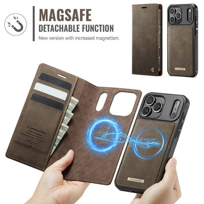 Caseme Leather Magnetic Flip Detachable Wallet Phone Case Brown