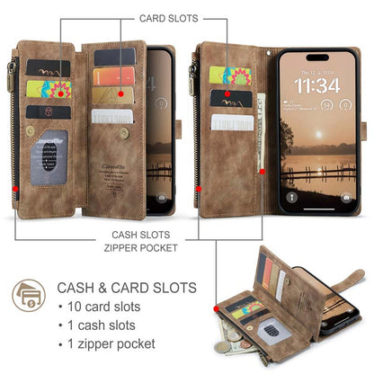 CaseMe Retro Zipper Wallet Case Brown