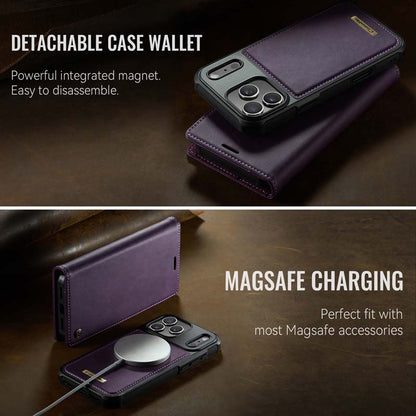 Caseme Leather Magnetic Flip Detachable Wallet Phone Case Purple