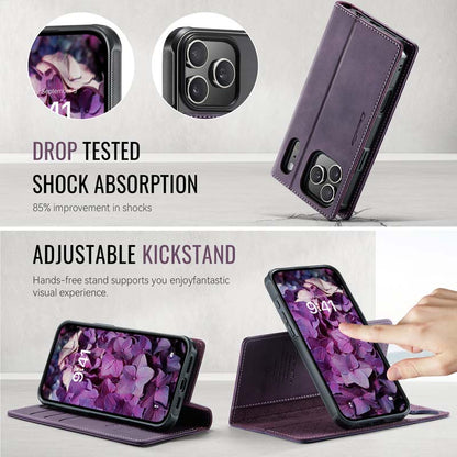 Caseme Leather Magnetic Flip Detachable Wallet Phone Case Purple