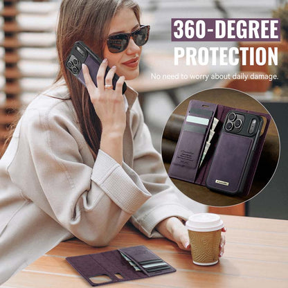 Caseme Leather Magnetic Flip Detachable Wallet Phone Case Purple