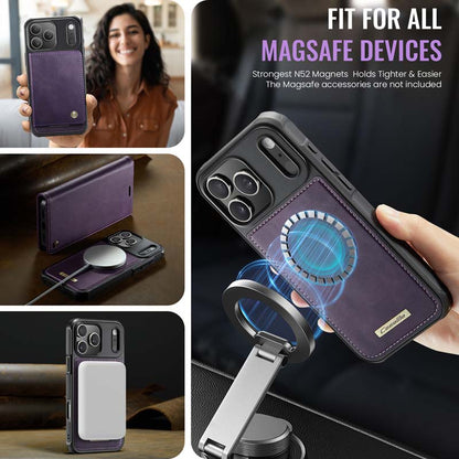 Caseme Leather Magnetic Flip Detachable Wallet Phone Case Purple