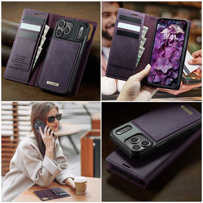 Caseme Leather Magnetic Flip Detachable Wallet Phone Case Purple