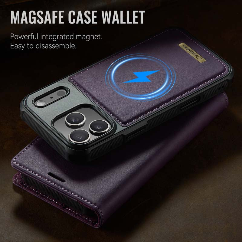 Caseme Leather Magnetic Flip Detachable Wallet Phone Case Purple