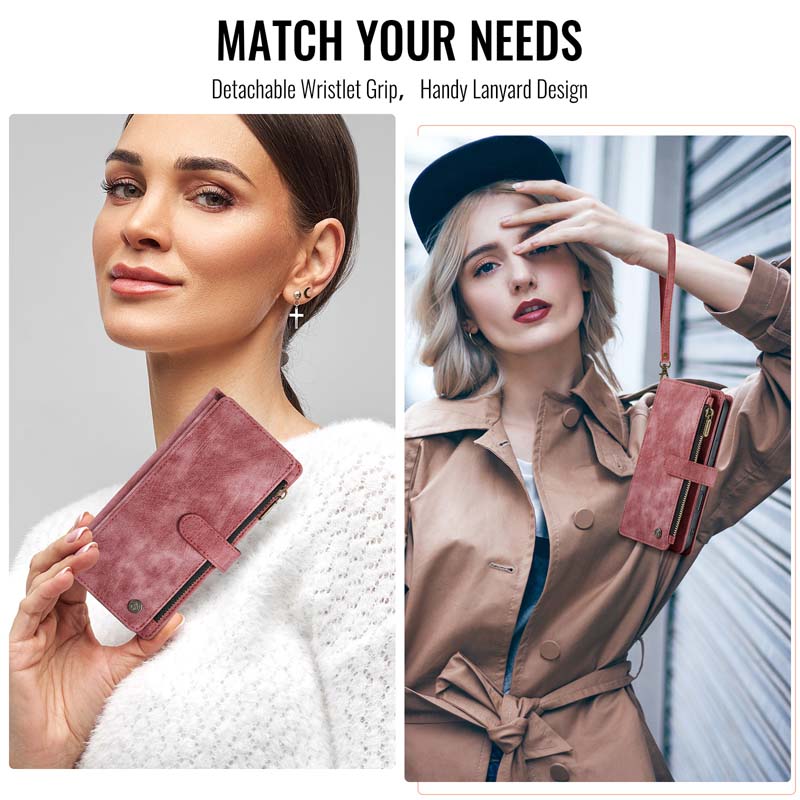 CaseMe Retro Zipper Wallet Case Red