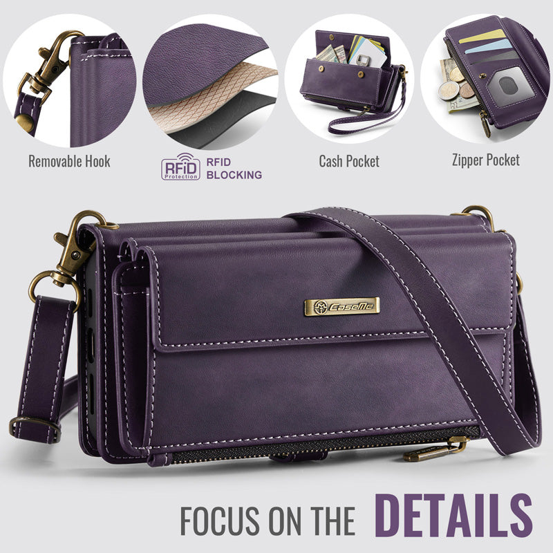 Caseme Crossbody Leather Wallet RFID Phone Case Purple