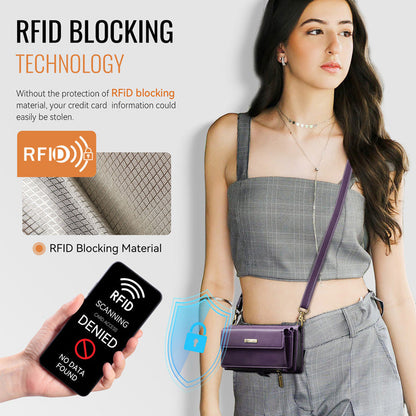 Caseme Crossbody Leather Wallet RFID Phone Case Purple