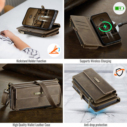 Caseme Crossbody Leather Wallet RFID Phone Case Brown