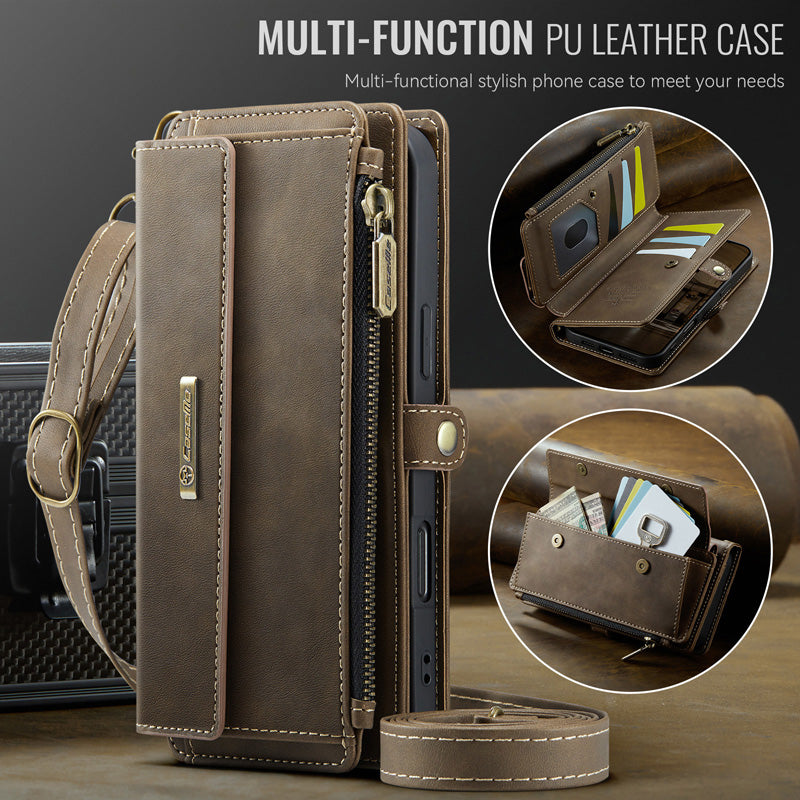 Caseme Crossbody Leather Wallet RFID Phone Case Brown