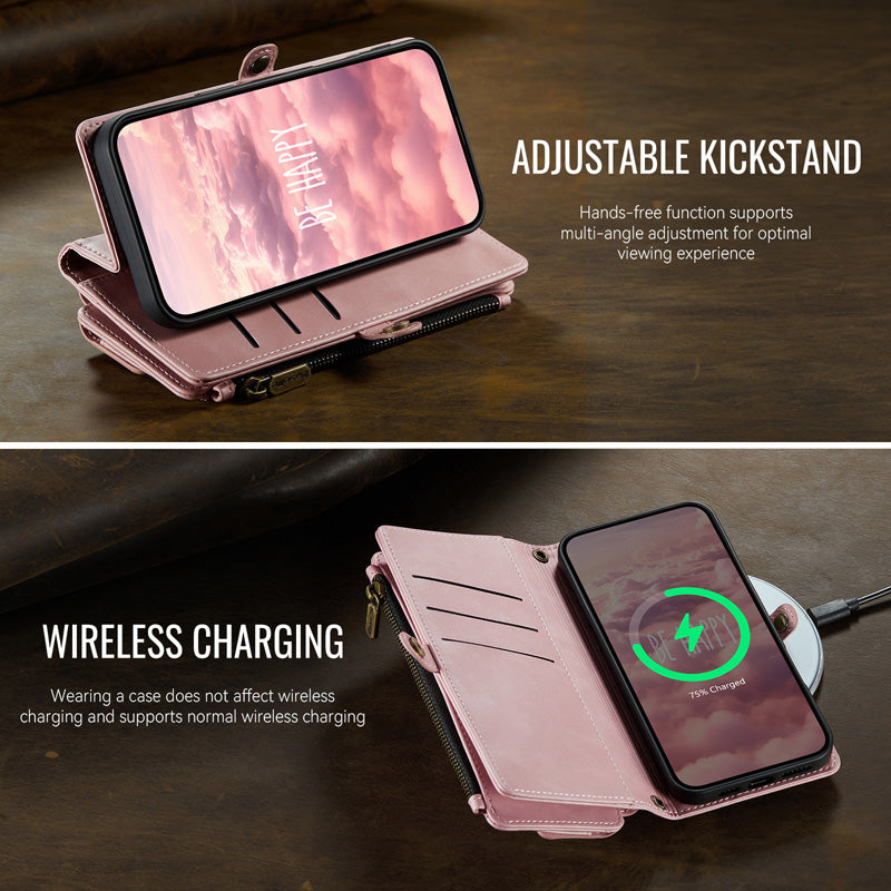 Caseme Crossbody Leather Wallet RFID Phone Case Pink