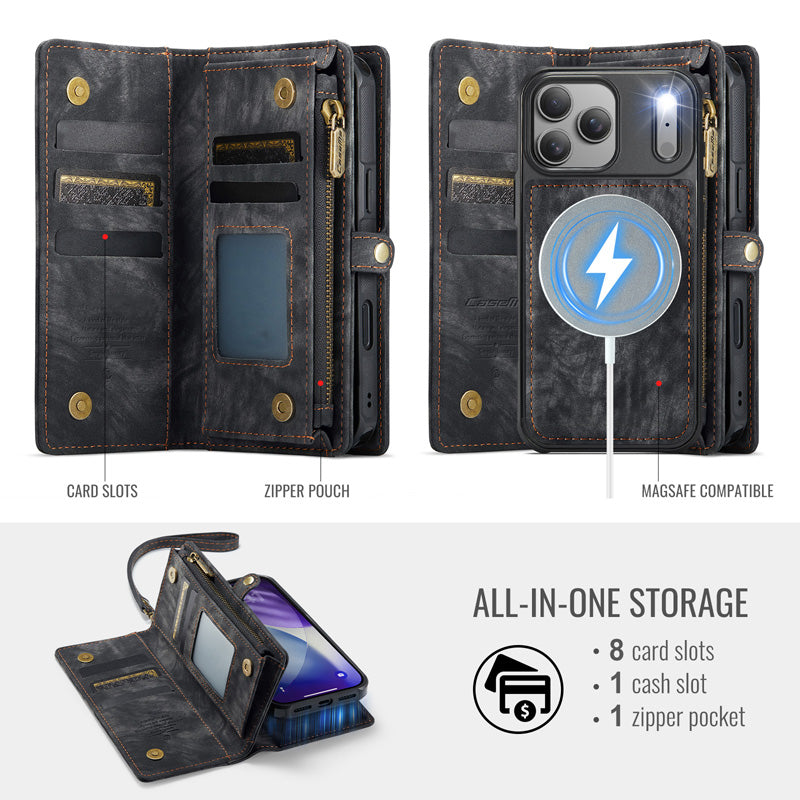 CaseMe Zipper Wallet Detachable Case Black
