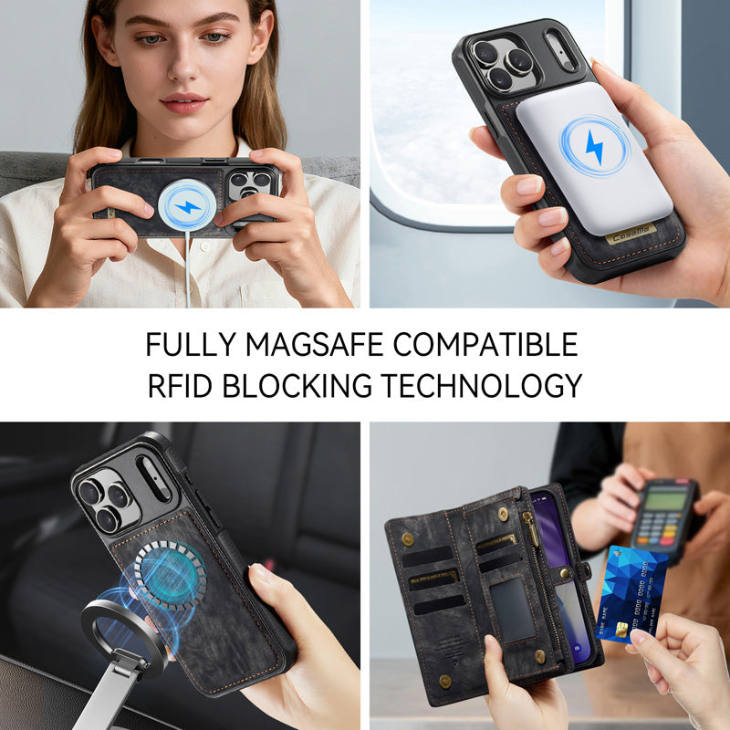 CaseMe Zipper Wallet Detachable Case Black
