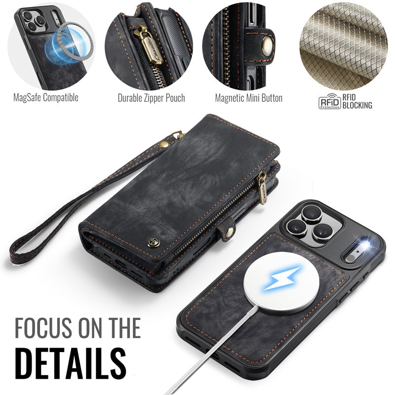 CaseMe Zipper Wallet Detachable Case Black