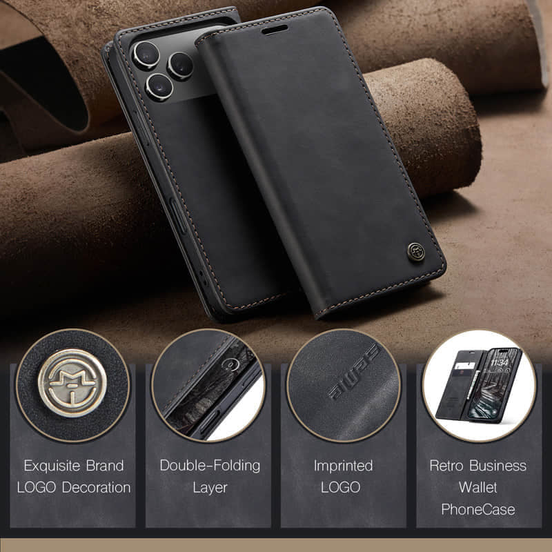 CaseMe Retro Wallet Case Black