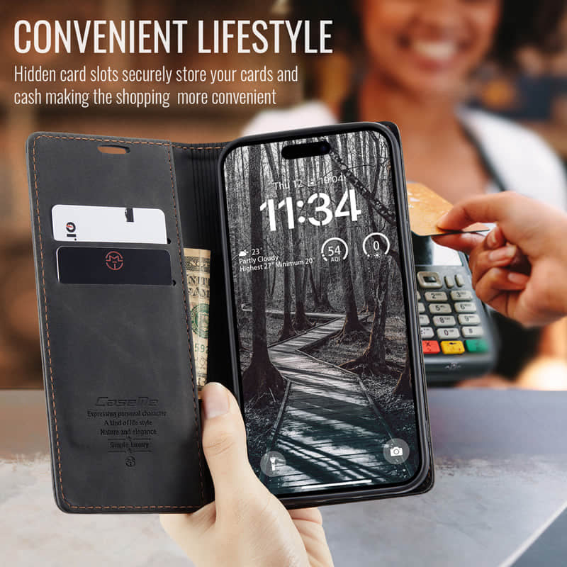 CaseMe Retro Wallet Case Black