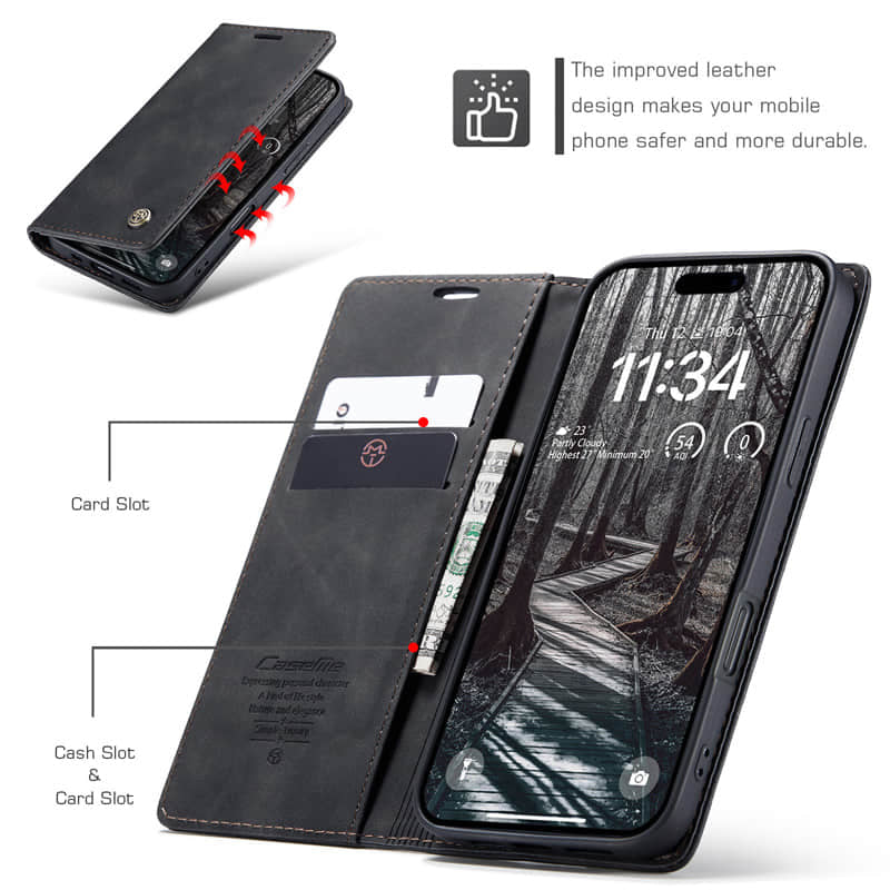 CaseMe Retro Wallet Case Black