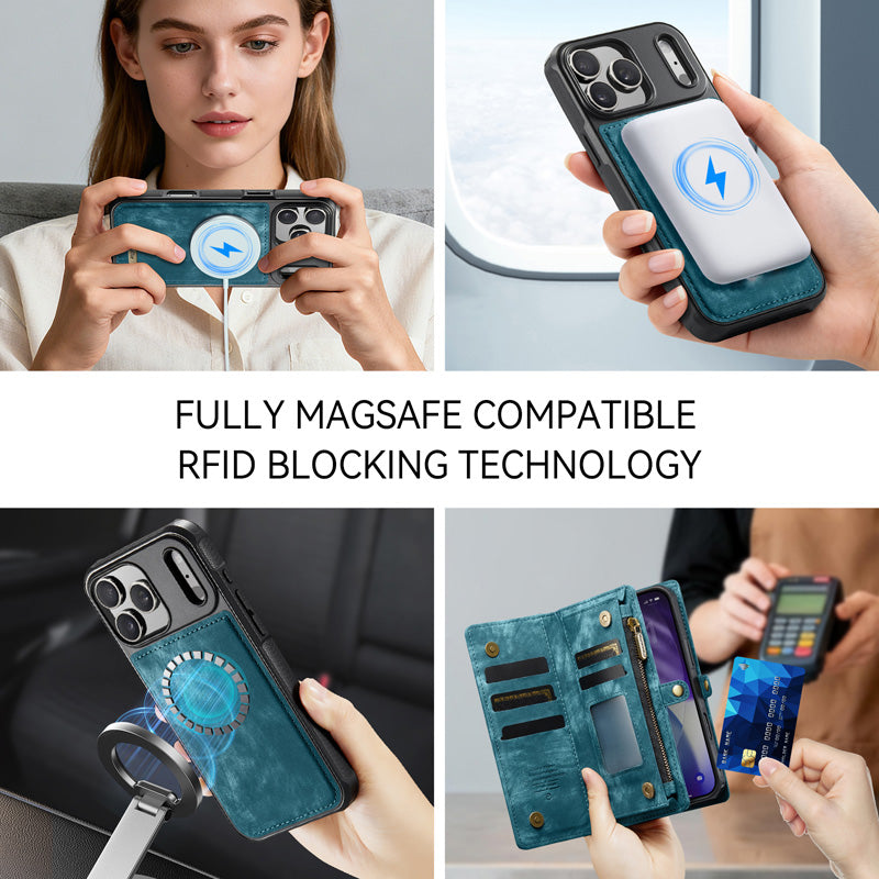 CaseMe Zipper Wallet Detachable Case Blue