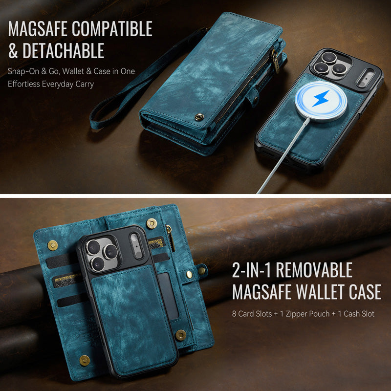 CaseMe Zipper Wallet Detachable Case Blue