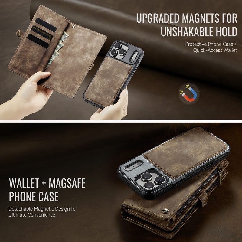 CaseMe Zipper Wallet Detachable Case Brown