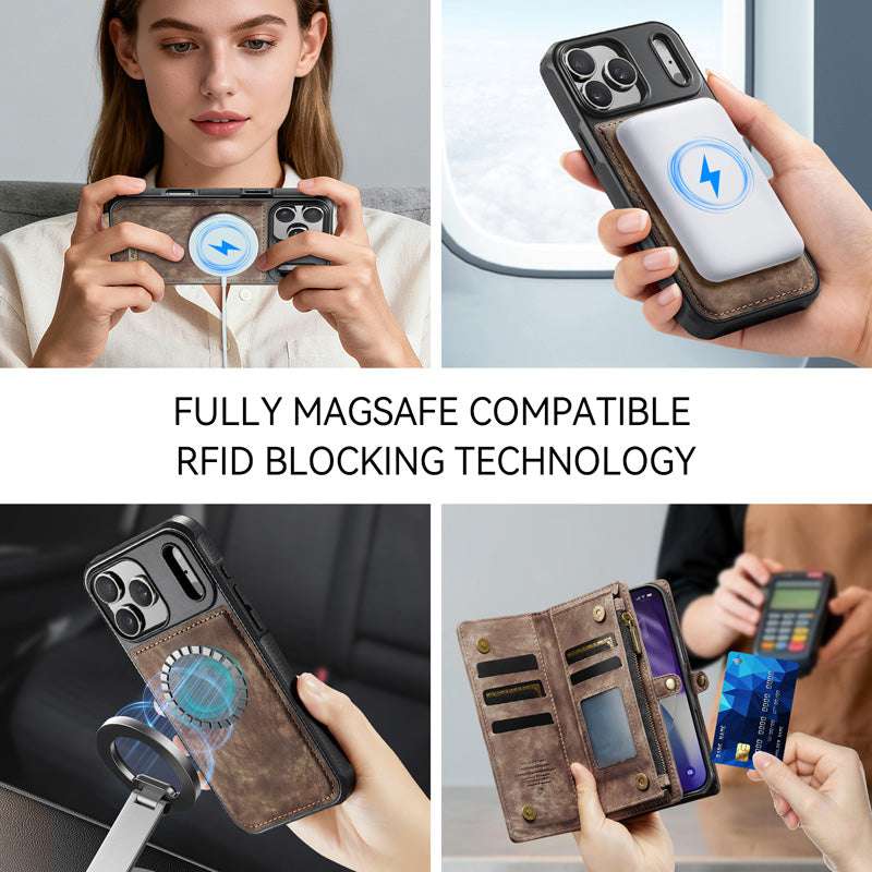 CaseMe Zipper Wallet Detachable Case Brown
