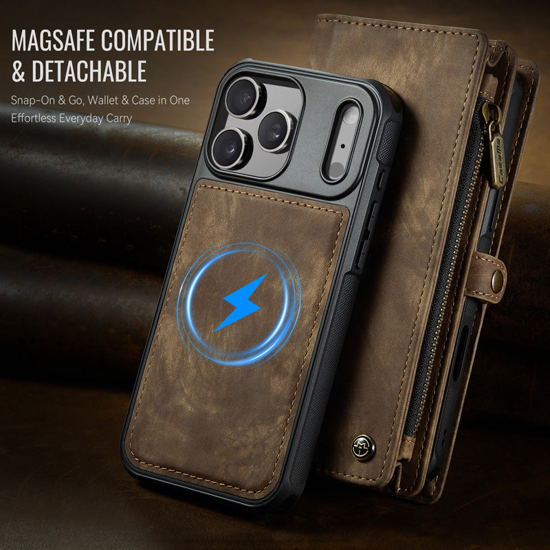 CaseMe Zipper Wallet Detachable Case Brown