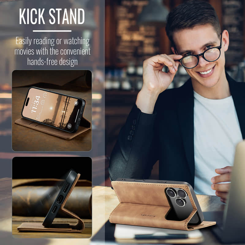 CaseMe Retro Wallet Case Brown