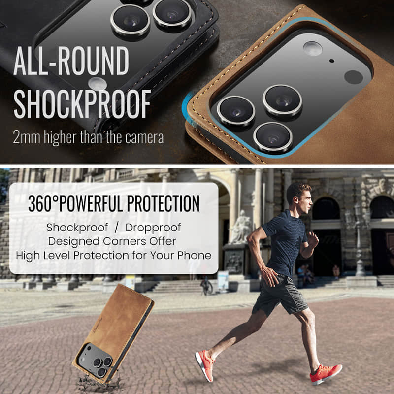 CaseMe Retro Wallet Case Brown