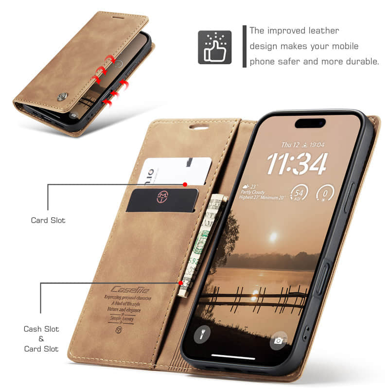 CaseMe Retro Wallet Case Brown