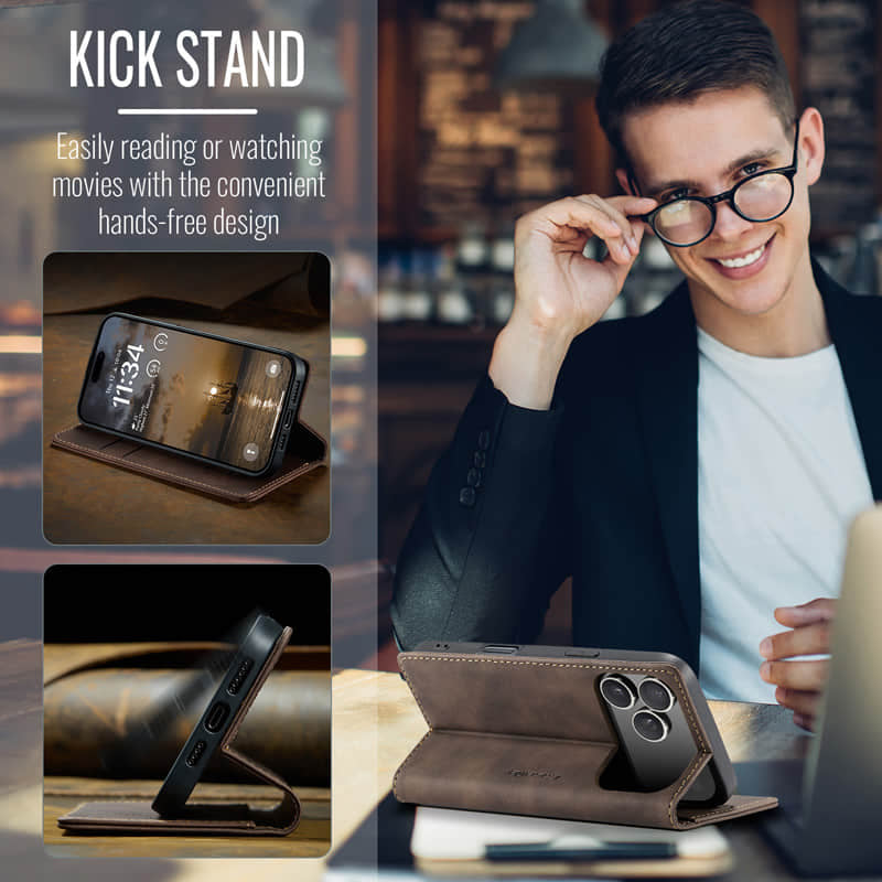 CaseMe Retro Wallet Case Coffee