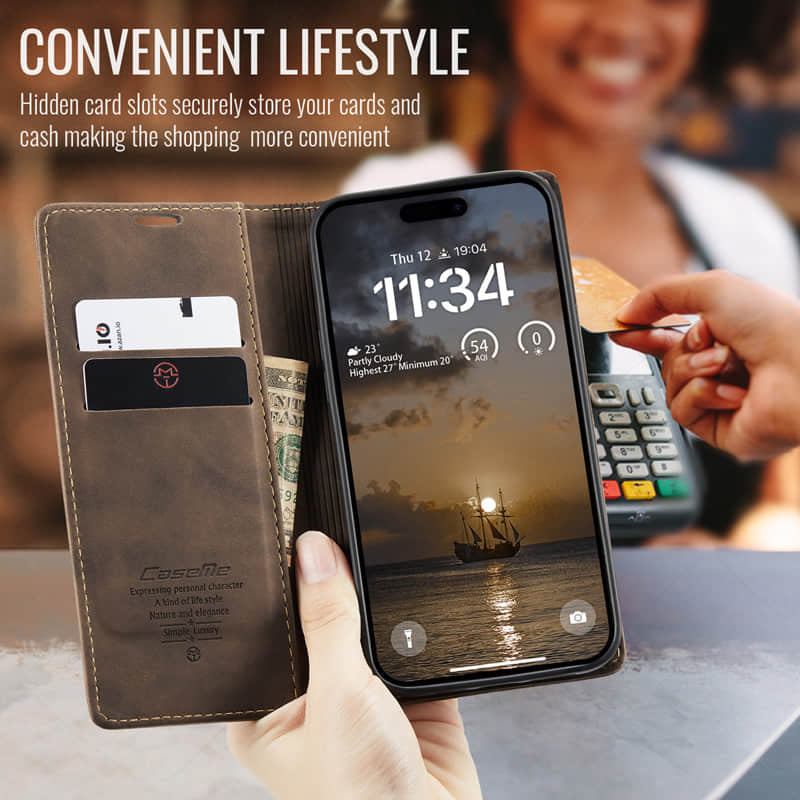CaseMe Retro Wallet Case Coffee