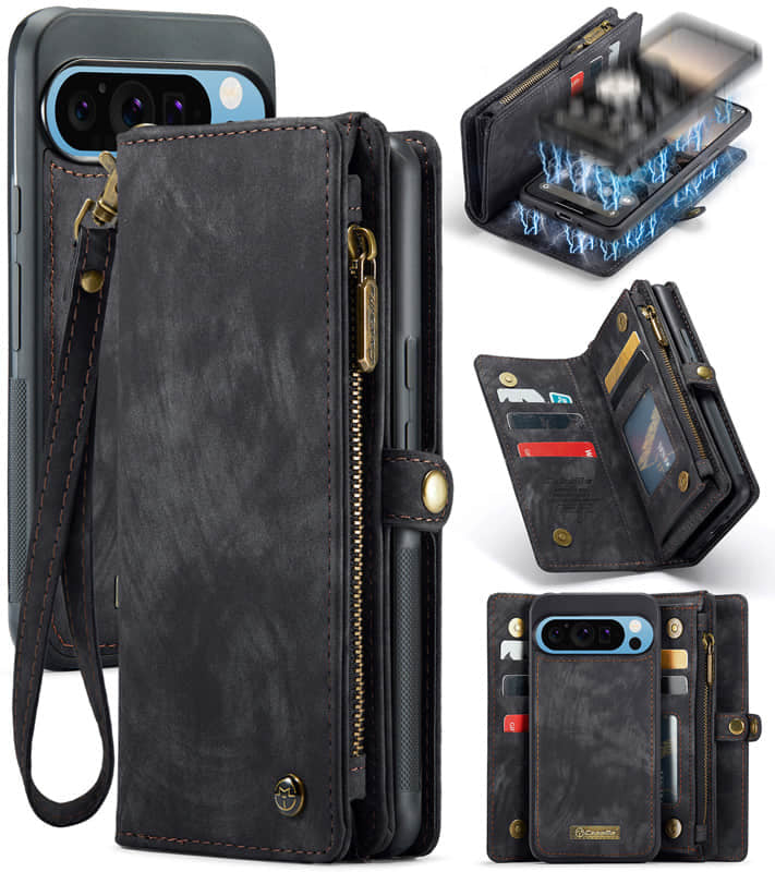 CaseMe Zipper Wallet Detachable Case Black