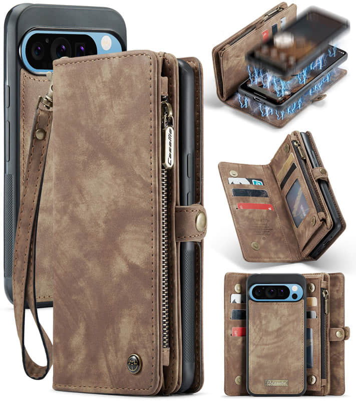 CaseMe Zipper Wallet Detachable Case Brown