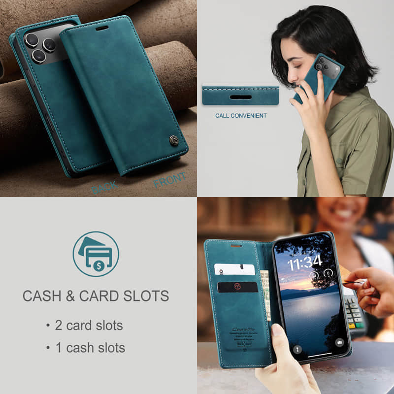 CaseMe Retro Wallet Case Green