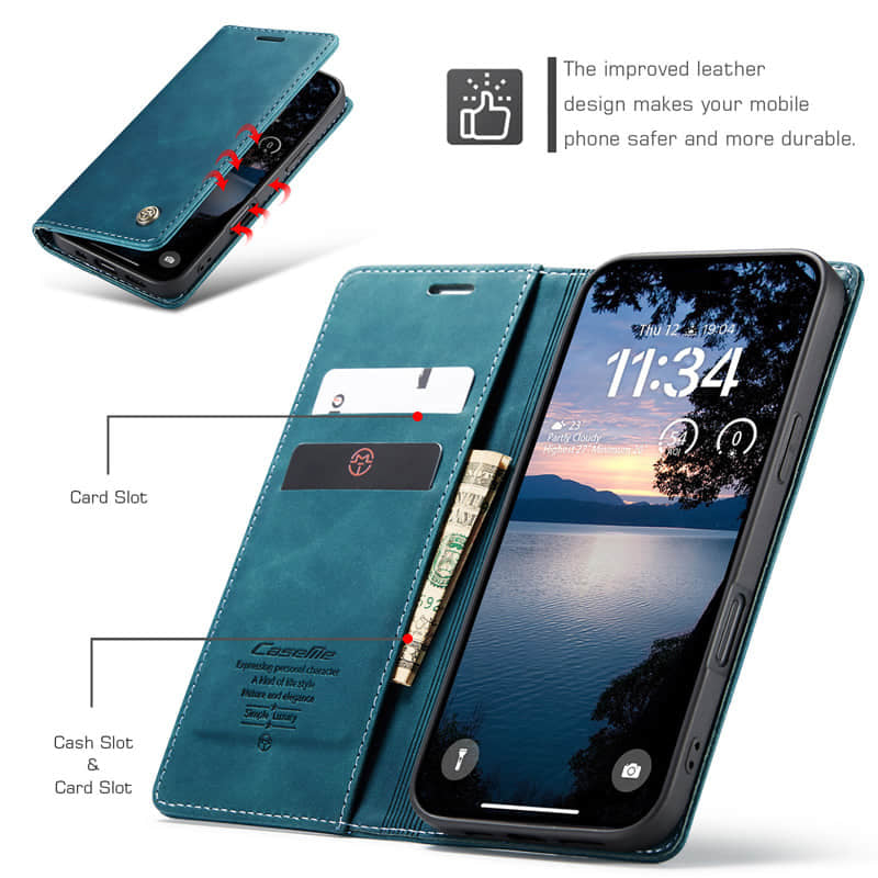 CaseMe Retro Wallet Case Green
