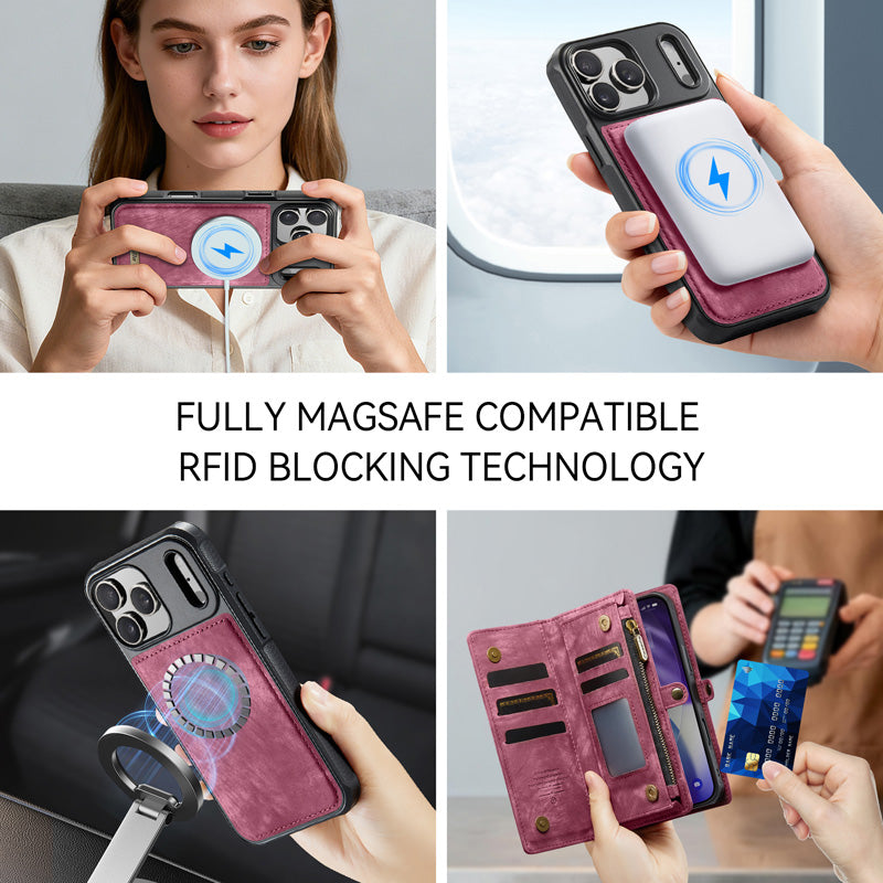 CaseMe Zipper Wallet Detachable Case Red