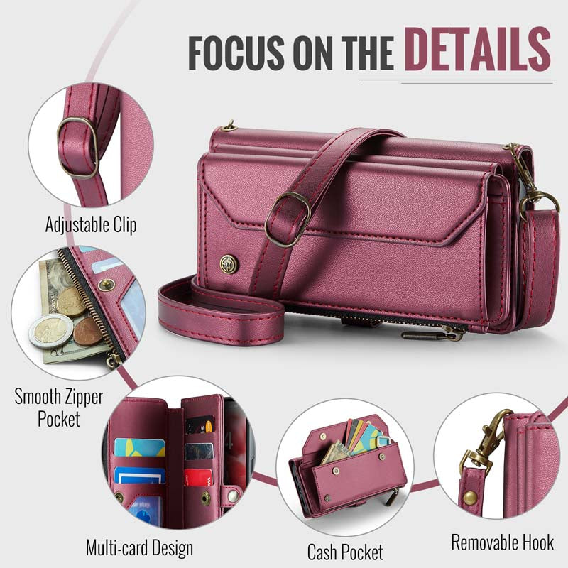 CaseMe Crossbody RFID Phone Bag Red