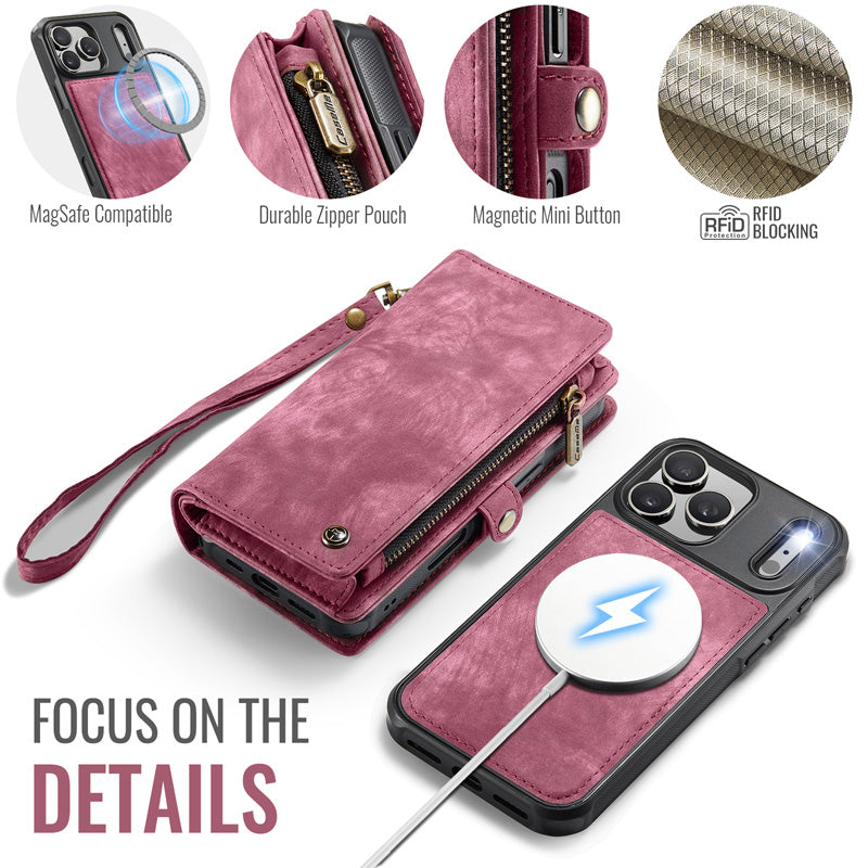 CaseMe Zipper Wallet Detachable Case Red