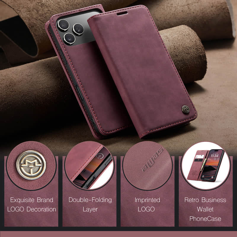 CaseMe Retro Wallet Case Red