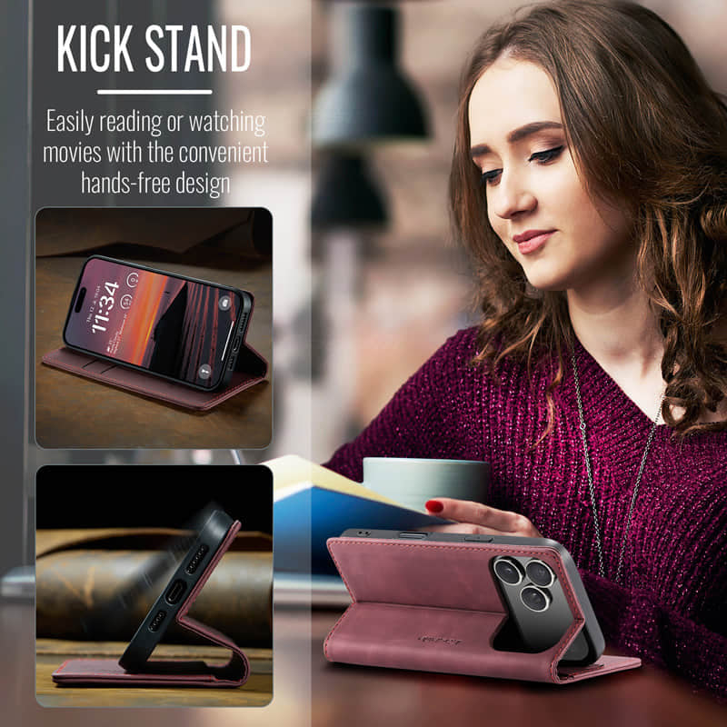 CaseMe Retro Wallet Case Red