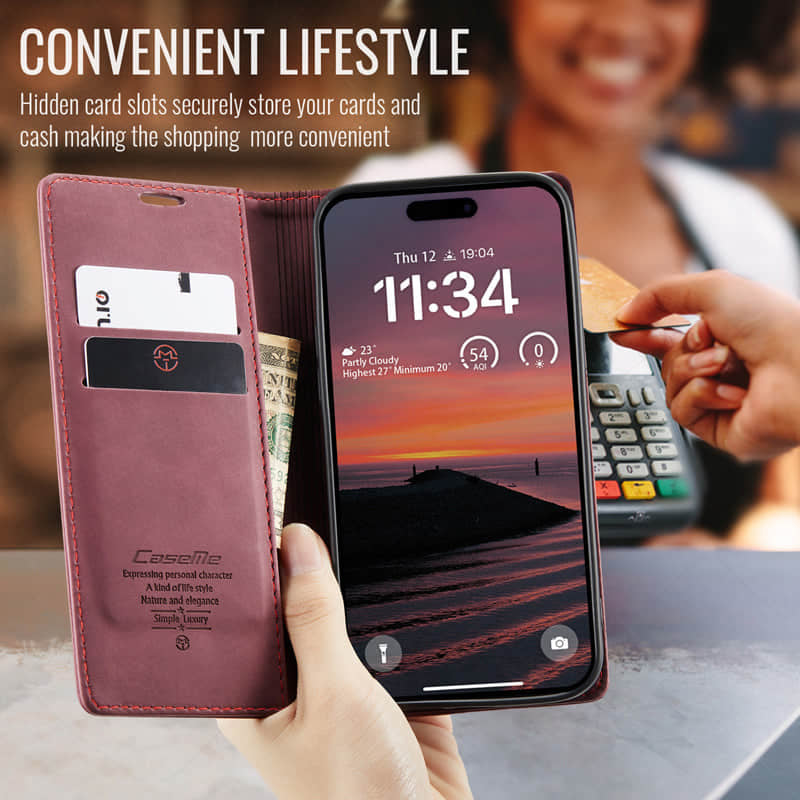 CaseMe Retro Wallet Case Red