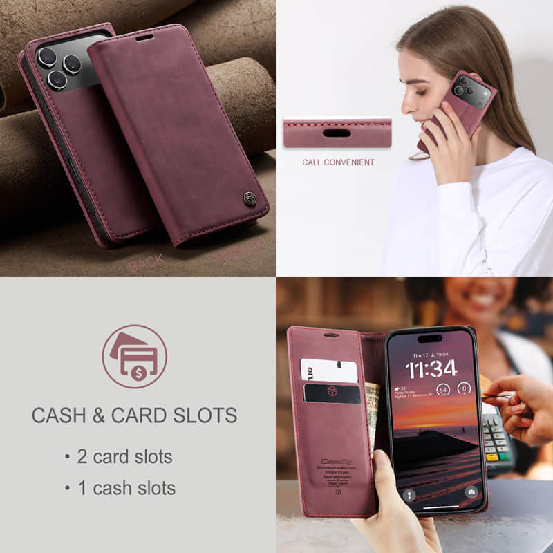CaseMe Retro Wallet Case Red