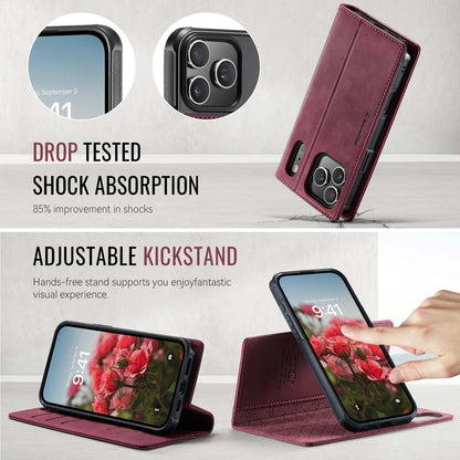 Caseme Leather Magnetic Flip Detachable Wallet Phone Case Red Wine